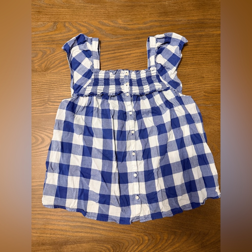 Old Navy Blue and White Checkered Blouse
